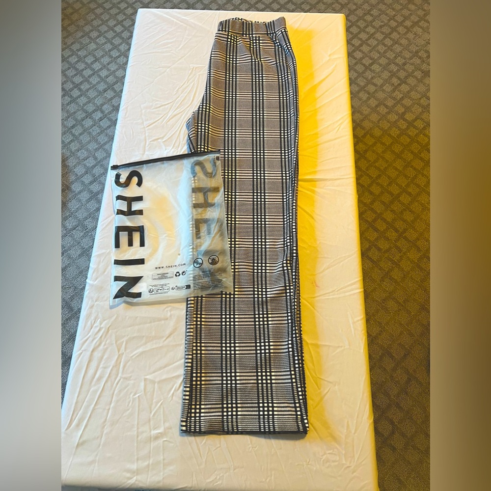SHEIN brand black n white plaid pants.